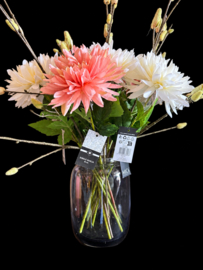 SALE!!! Boeket incl vaas dahlia’s met katjes
