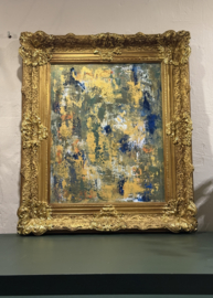 Schilderij blauw groen in antieke lijst