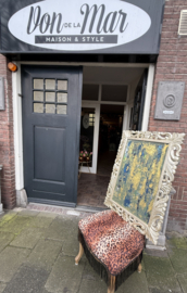 Schilderij in oude lijst blauw groen