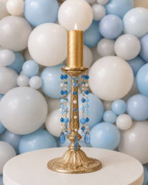 Luxe Kandelaars Blauw incl. Led Kaars set van 2