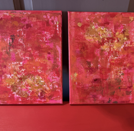 Klein tweeluik, schilderijtjes, unframed canvas