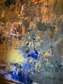 Schilderij blauw groen in antieke lijst