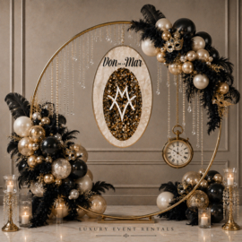 Luxe Decoratieboog Backdrop goud 200cm.