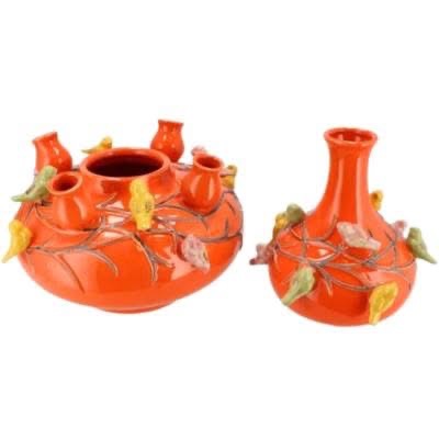 2-delige tulpenvaas Birds 37cm oranje