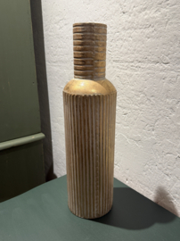 Grote goudkleurige metalen bottle vaas