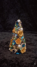 Exclusief kerstboom S goud blauw groen handmade VdlM