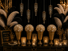 Luxe Decoratievaas Parelbol Champagne set van 3