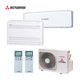 Mitsubishi Duosplit airco SCM40ZS-W Wandunit SRK20ZS-W/ Vloerunit SRF25ZS-W