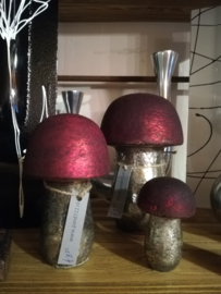 Paddenstoel van glas rood (klein)