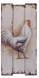 Wandbord met witte haan