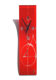 Wandklok Carneol glas Geo rood 10x41cm