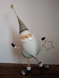 Kerstman met ster dansend mintgroen met ledverlichting