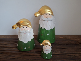Kerstman van ijzer groen met gouden hoed -L-