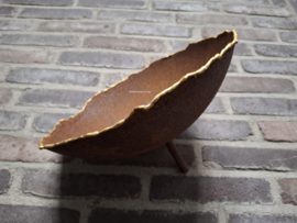 Plantenschaal "ripple" met gouden rand -27-  met huls voor 8mm staaf