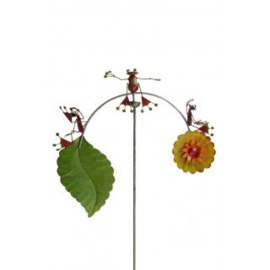 Windspel Medusa Kikkers met bloem en blad rood