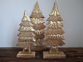 Dennenboom van hout op voetje -S-