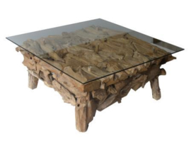 Salontafel Root Wrakhout vierkant