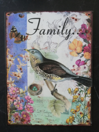 Metalen vintage wandbordje "Family"
