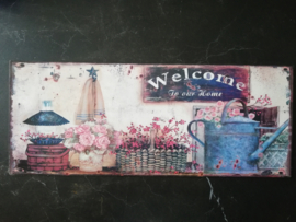 Metalen vintage wandbordje "Welcome"