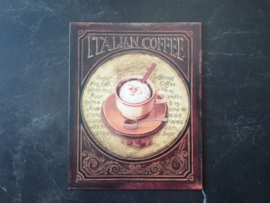 Metalen vintage wandbordje "Italian Coffee"