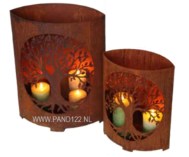 Windlicht met levensboom ovaal -s-