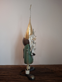 Kerstman met kerstboom mintgroen met ledverlichting