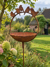 Vogeldrinkschaal met vogelring