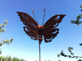 Tuinsteker vlinder op dunne staaf