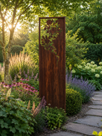 Tuinscherm met rozen takken