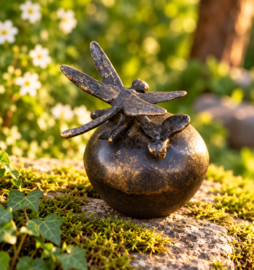 Bronze mini  urn met libelle