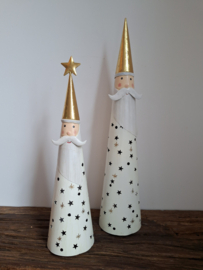 Kerstman wit met gouden hoed en ster -M-