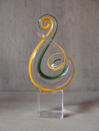 Glas sculptuur geel/groen