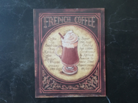 Metalen vintage wandbordje "French Coffee"