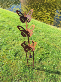 Tuinsteker windspel met 3 vlinders