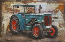 3D schilderij Tractor blauw