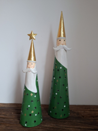 Kerstman groen met gouden hoed en ster -M-