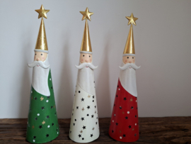 Kerstman wit met gouden hoed en ster -M-