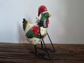 Kerst kipje met skistokken
