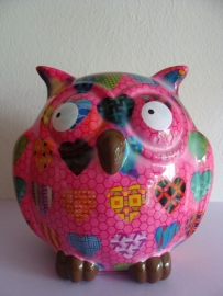 Pomme-pidou uil roze met hartjes