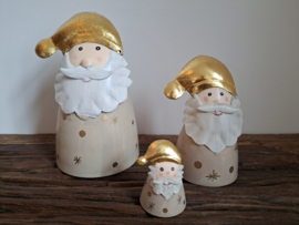 Kerstman van ijzer crème met gouden hoed -L-