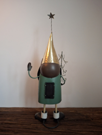 Kerstman met kerstboom mintgroen met ledverlichting