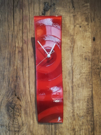 Wandklok Carneol glas Swirls red-ruby 10x41cm