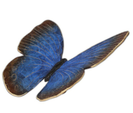 Bronzen mini urn "vlinder" blauw