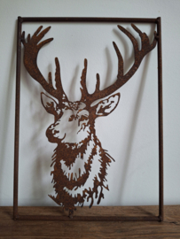 Muurdecoratie hertenkop in frame