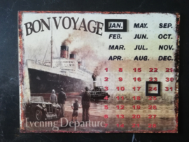 Metalen vintage kalender "Bon Voyage"