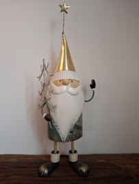 Kerstman met kerstboom mintgroen met ledverlichting