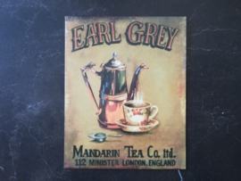 Metalen vintage wandbordje "Earl Grey"