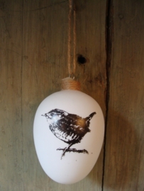 Kerstbal van glas met vogel