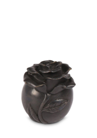Bronzen mini urn met roosje