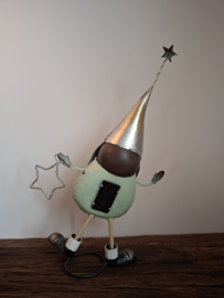 Kerstman met ster dansend mintgroen met ledverlichting